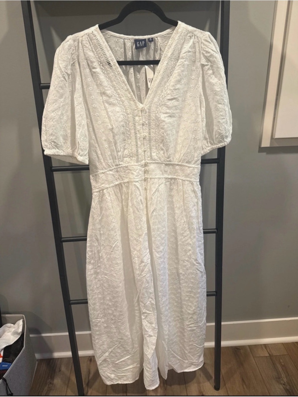 GAP White Embroidered V-Neck Maxi Dress NWT